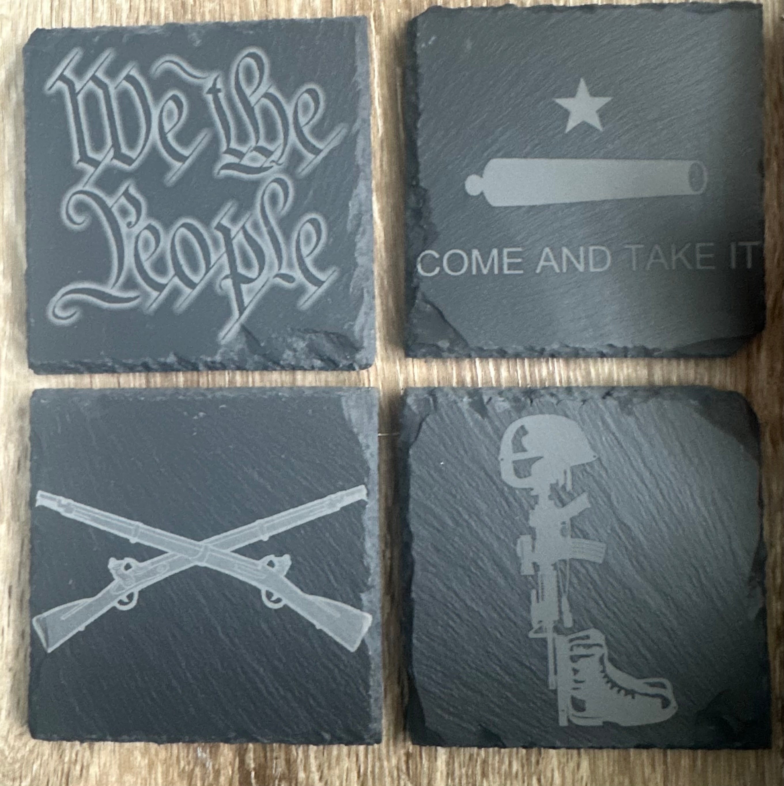 Four Handmade Slate Patriot III Coasters