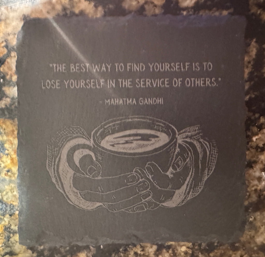 Four Slate We Fight Monsters Inspiration Coasters