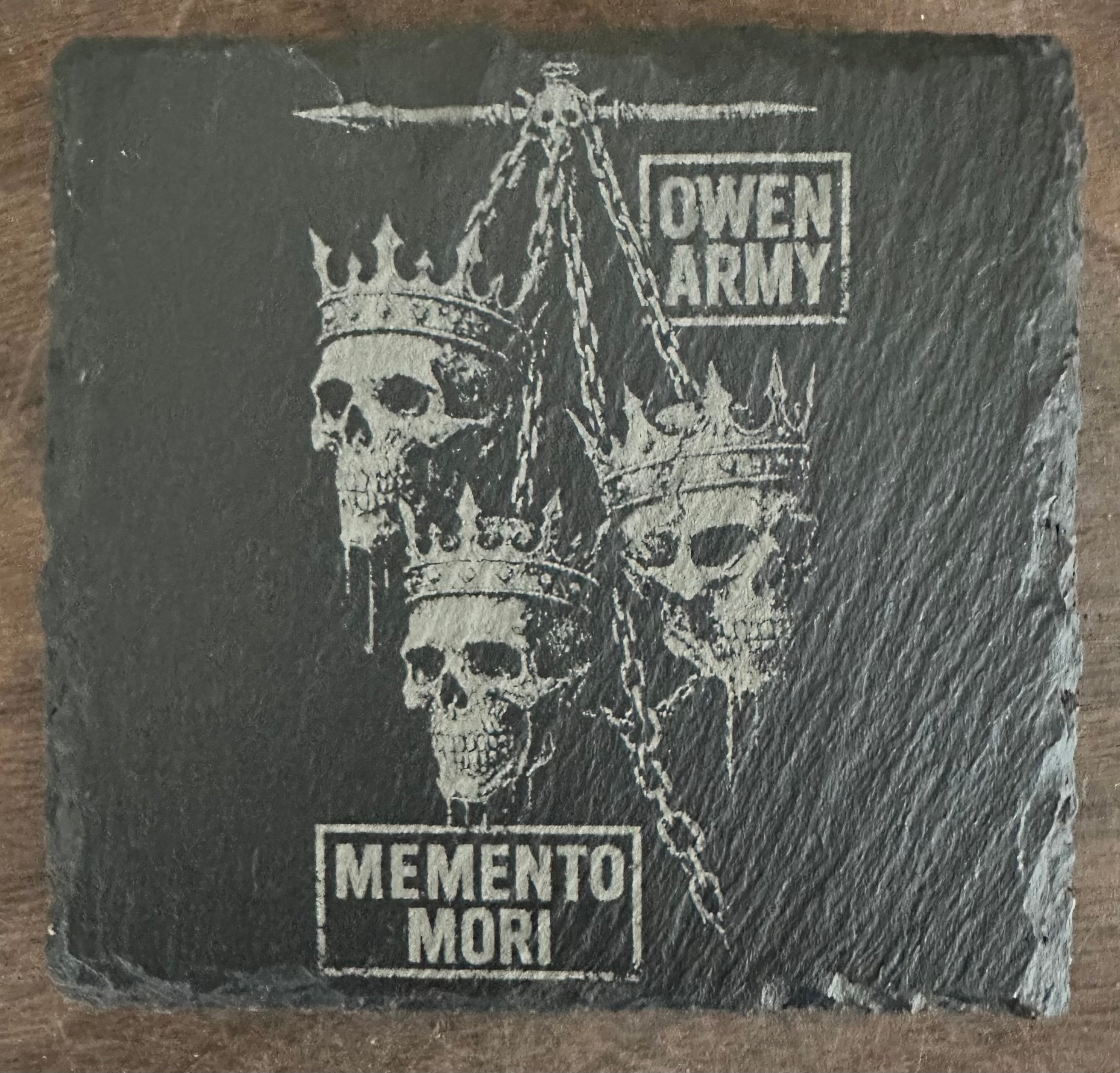 Four Slate Owen Army Coasters