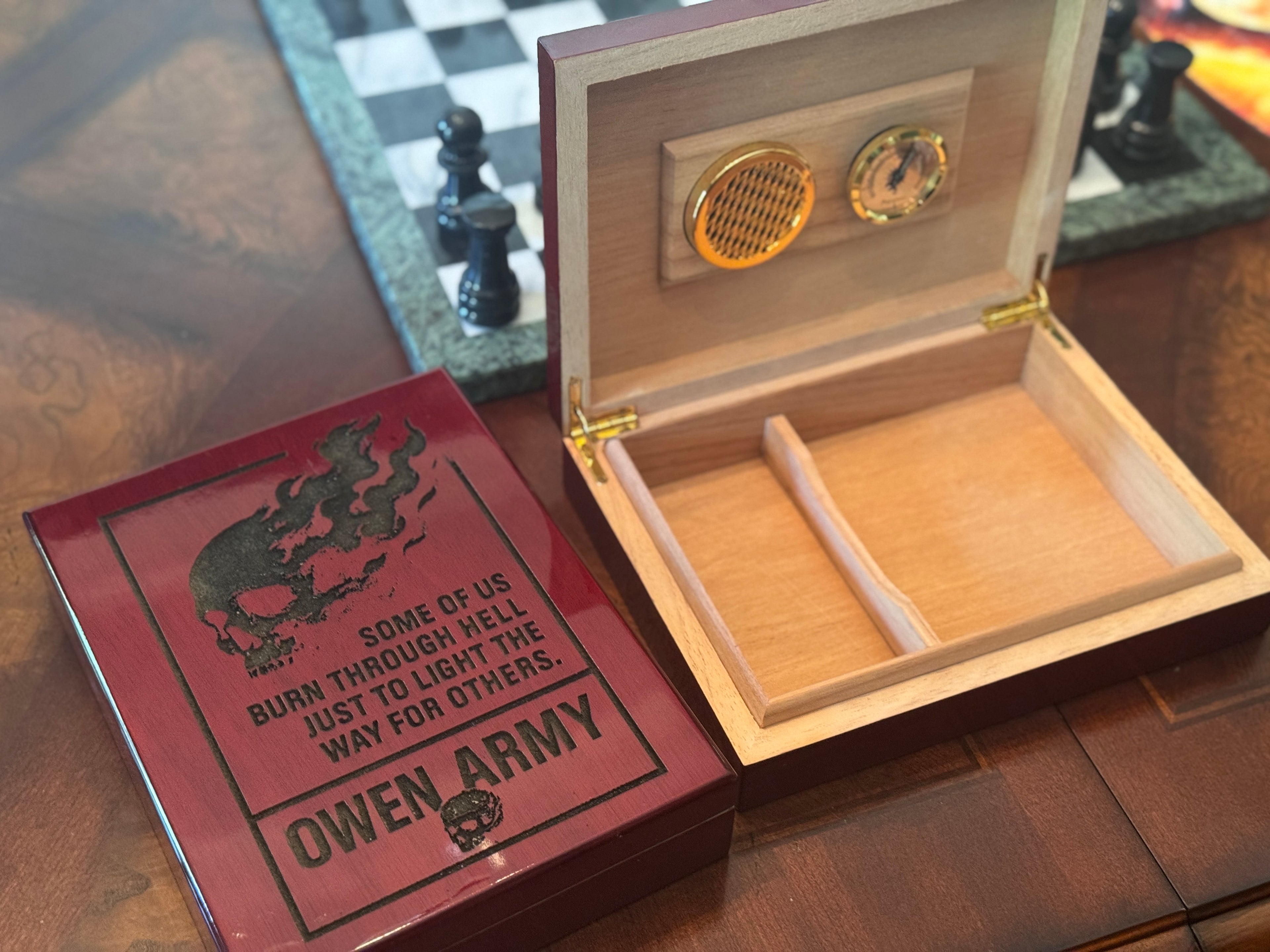 Owen Army Light the Way Rosewood and Cedar Humidor
