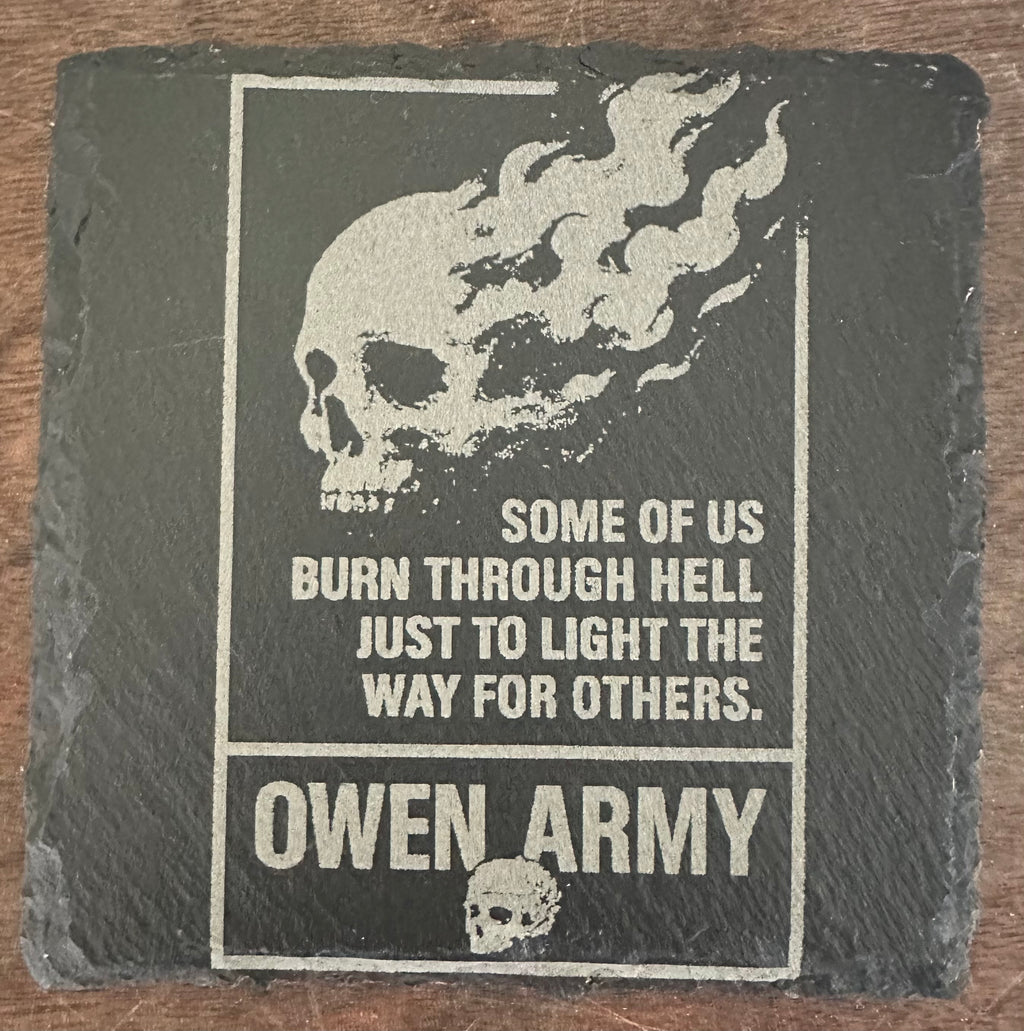 Four Slate Owen Army Coasters
