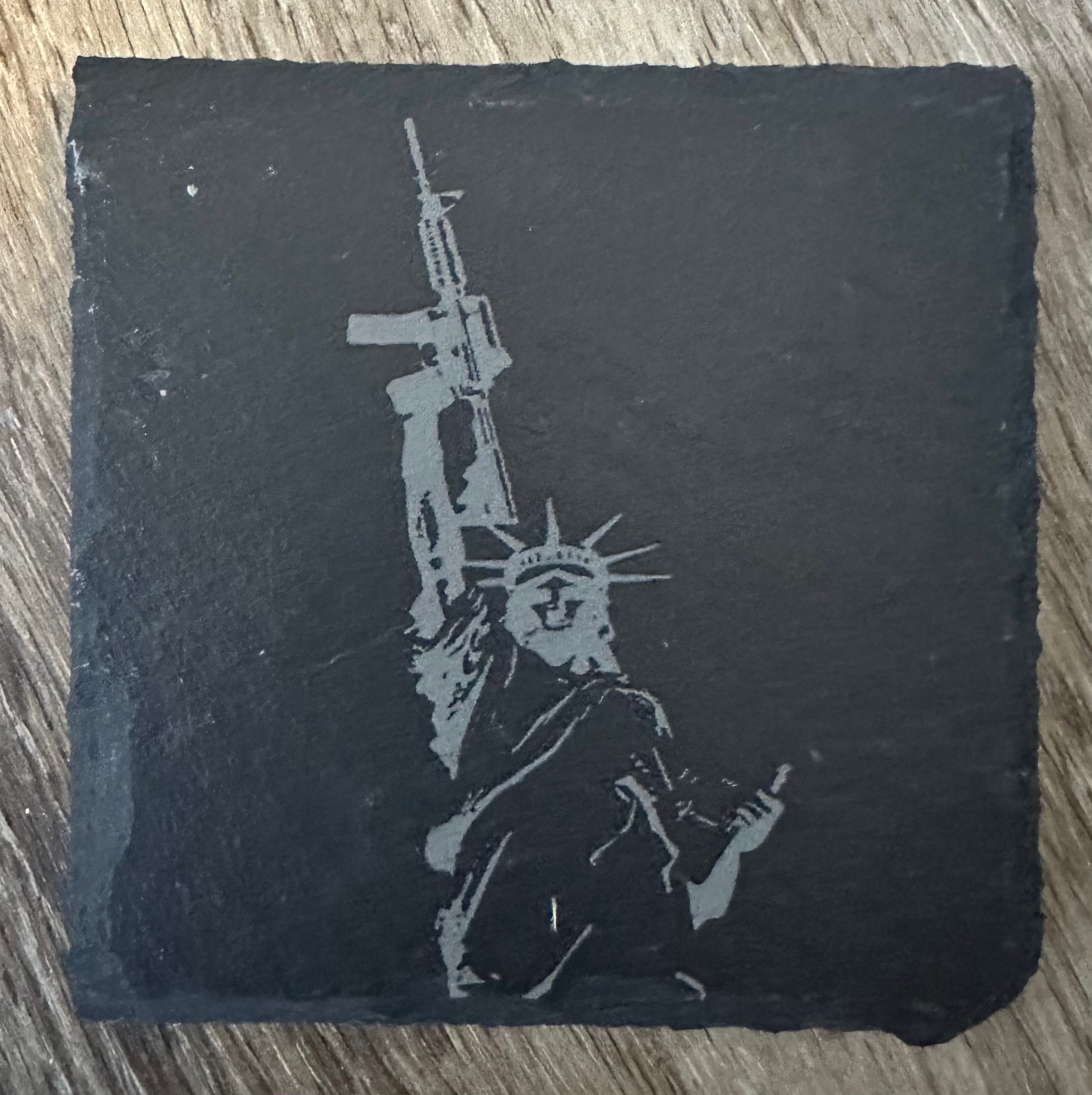 Four Handmade Slate Patriot II Coasters