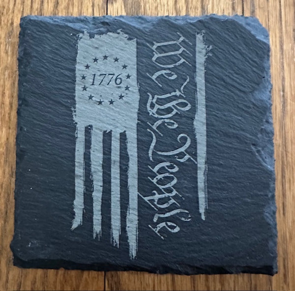 Four Slate We Fight Monsters Patriot Coasters