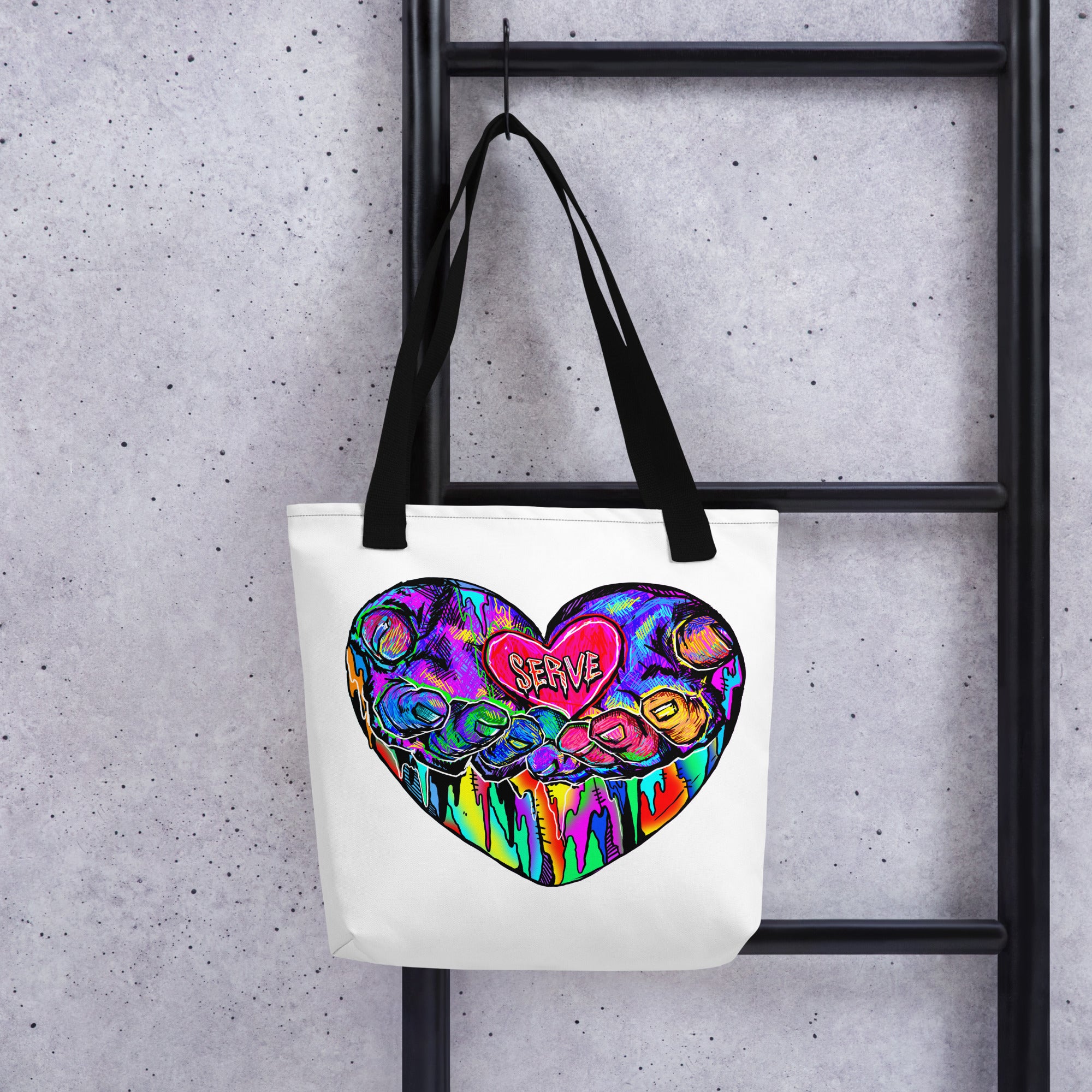 Graffiti Serve We Fight Monsters Tote Bag