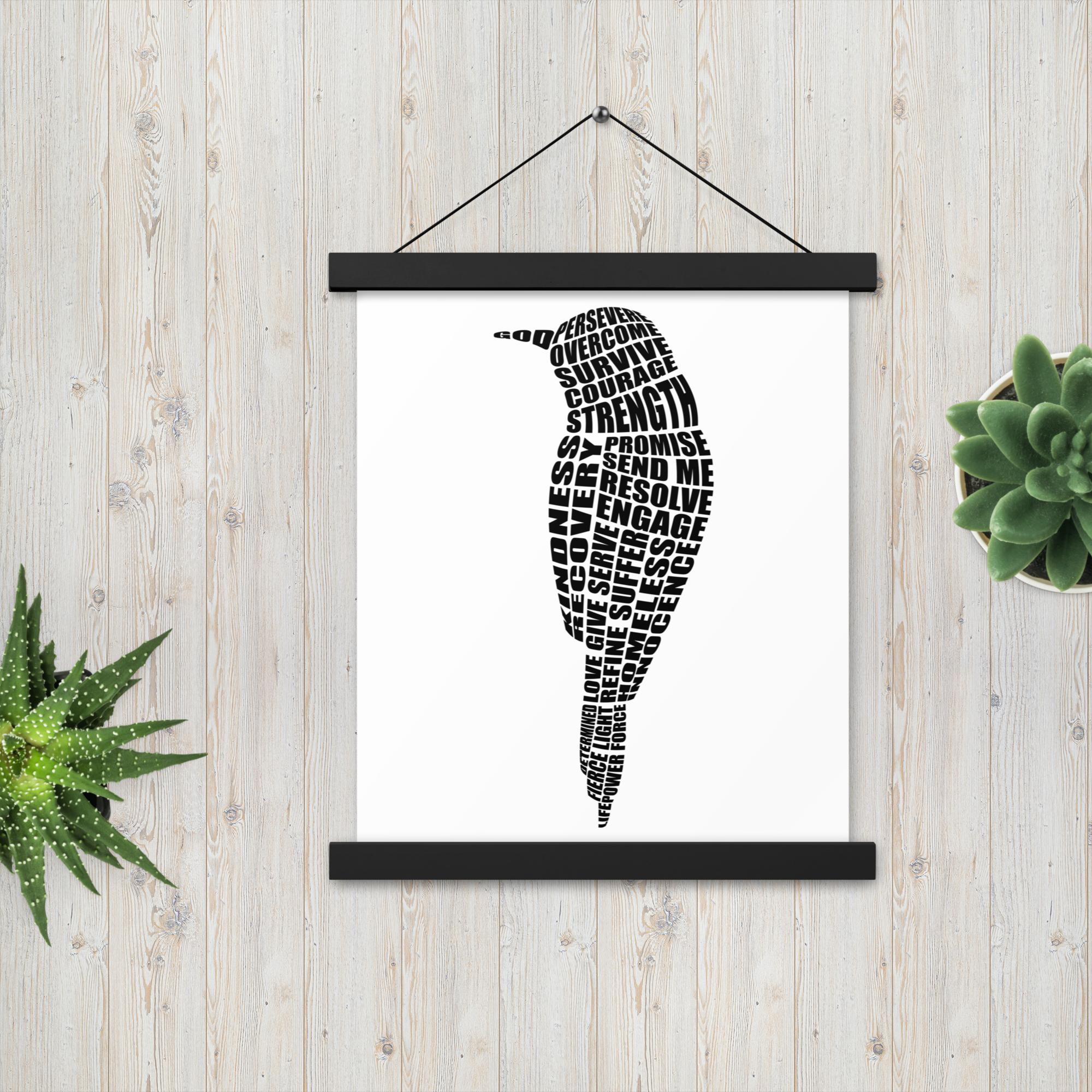 Word Sparrow Poster with Hangers