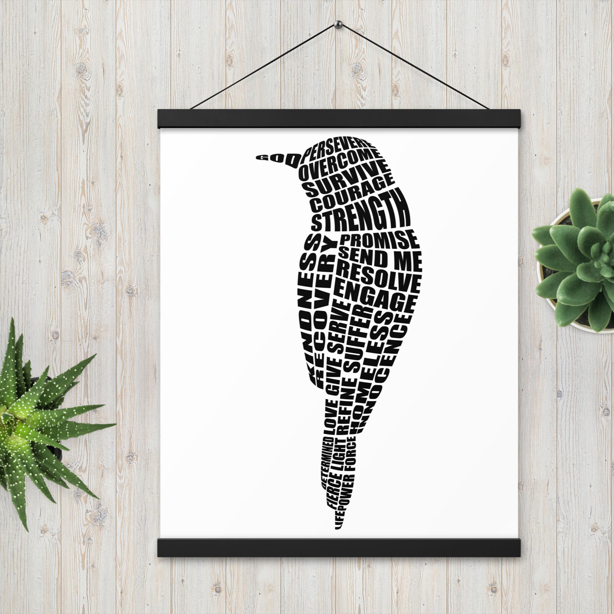 Word Sparrow Poster with Hangers