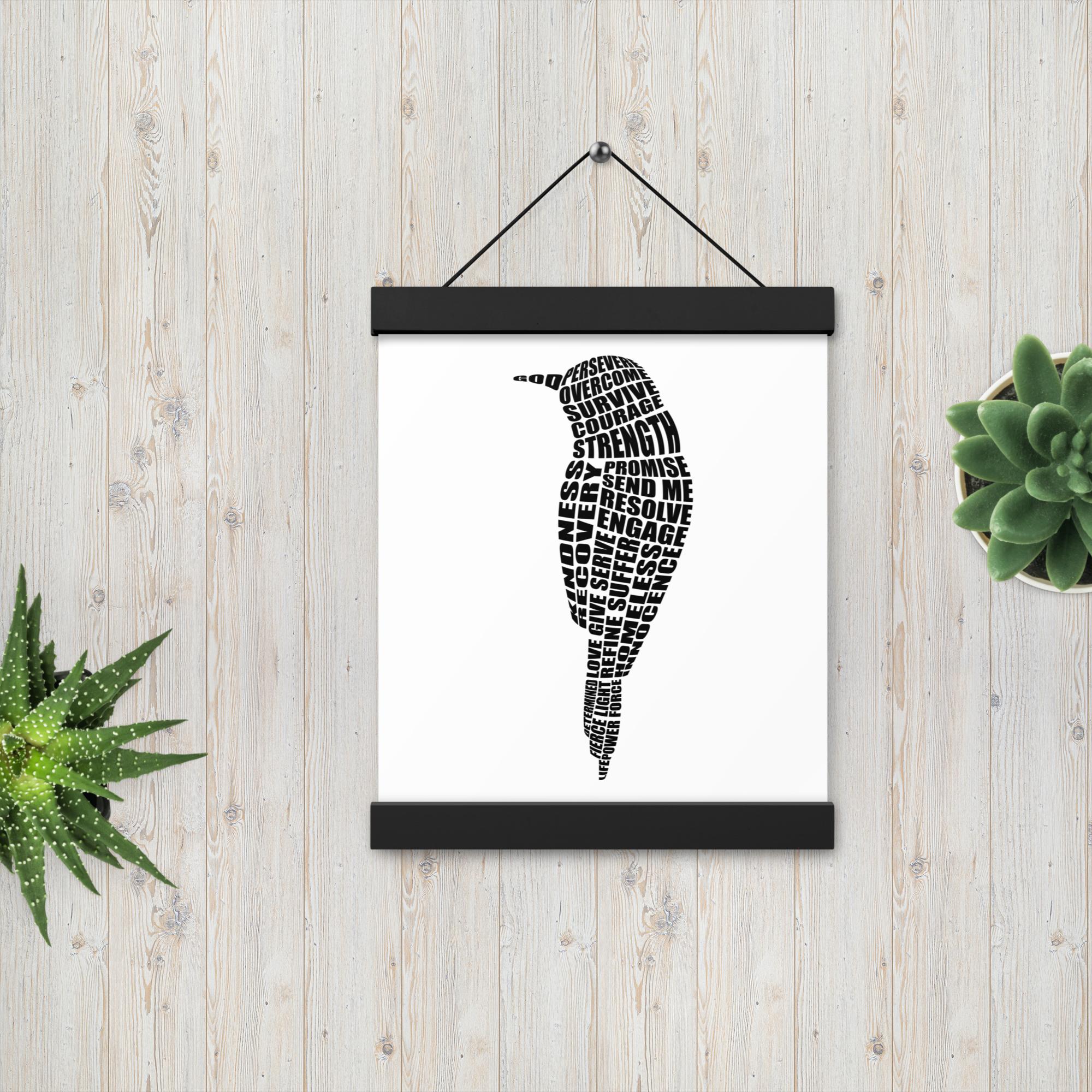 Word Sparrow Poster with Hangers