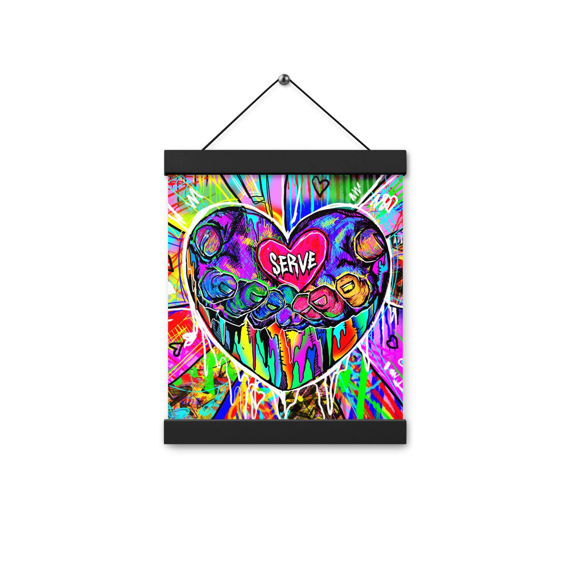 Graffiti Serve We Fight Monsters Poster with Hangers