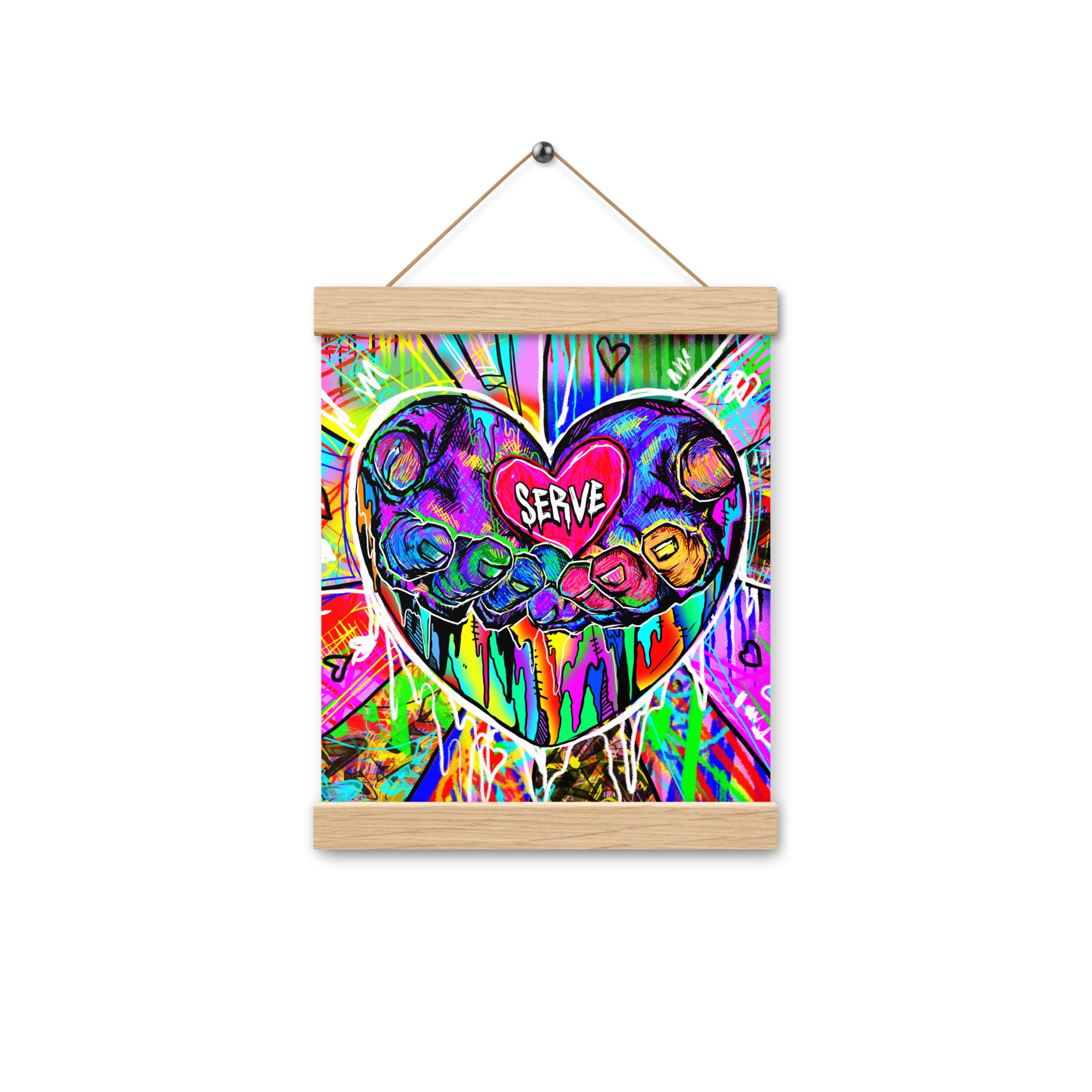 Graffiti Serve We Fight Monsters Poster with Hangers