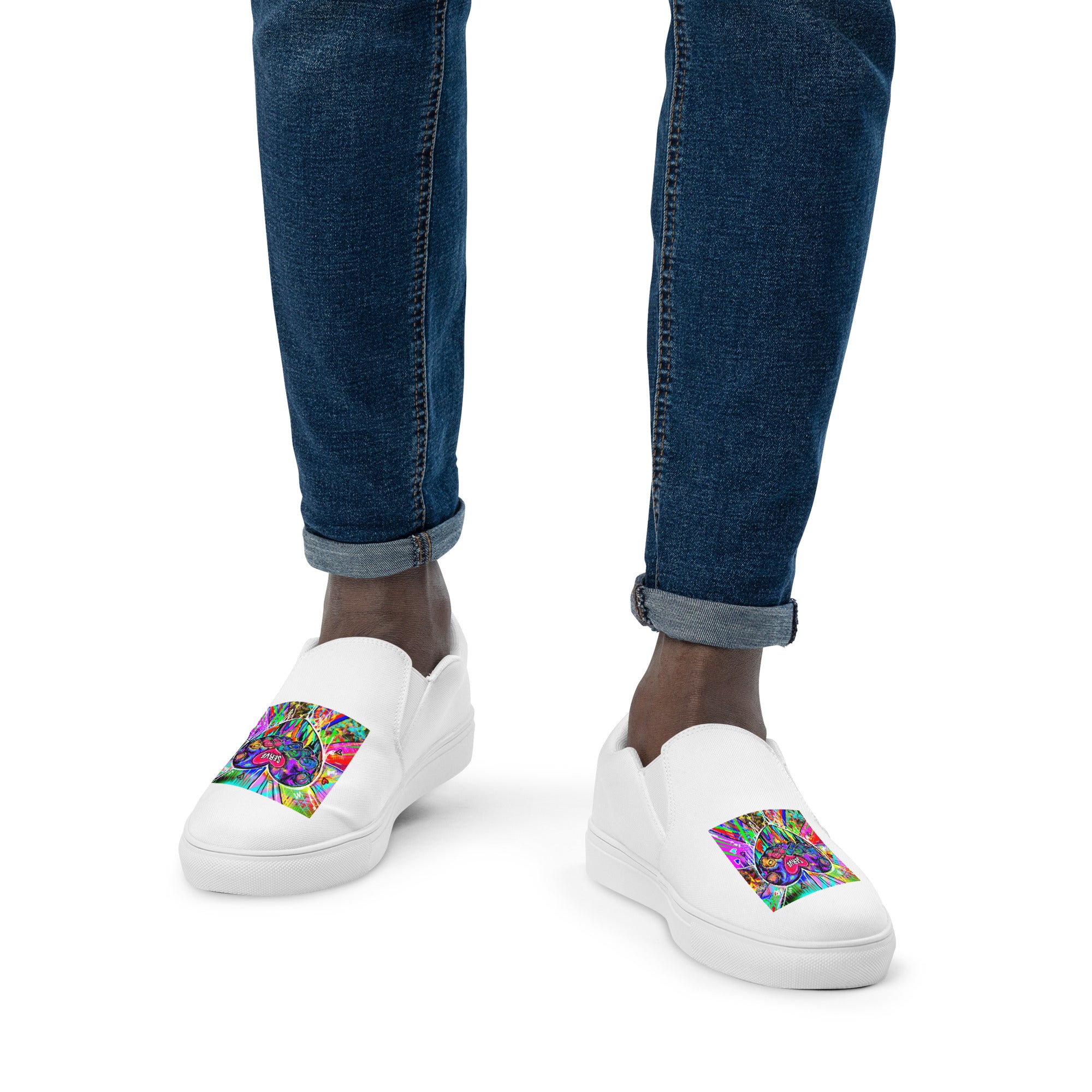 Graffiti Serve We Fight Monsters Men’s Slip on Shoes