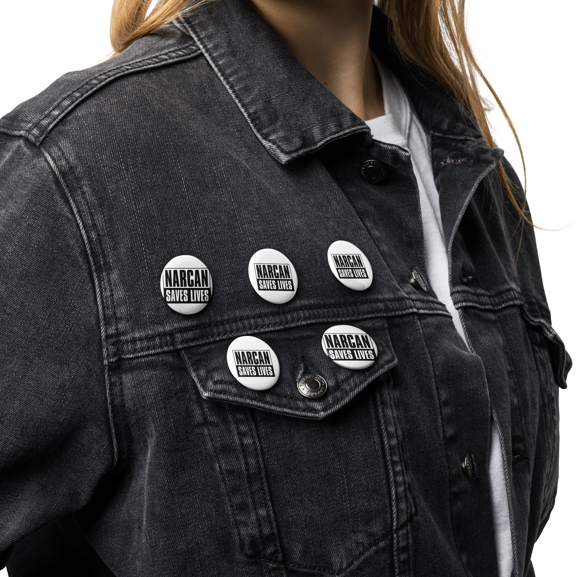 Set of pin buttons Narcan Saves Lives