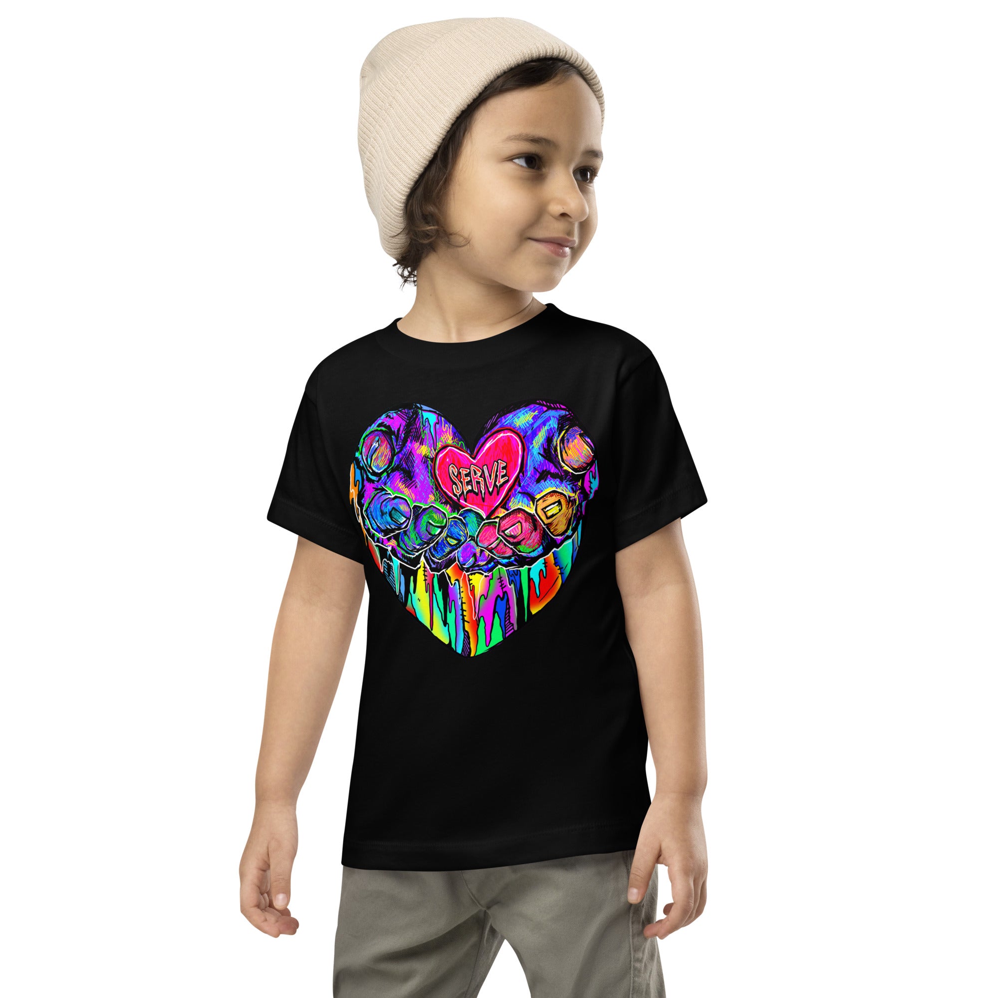 Graffiti Serve We Fight Monsters Toddler Short Sleeve Tee