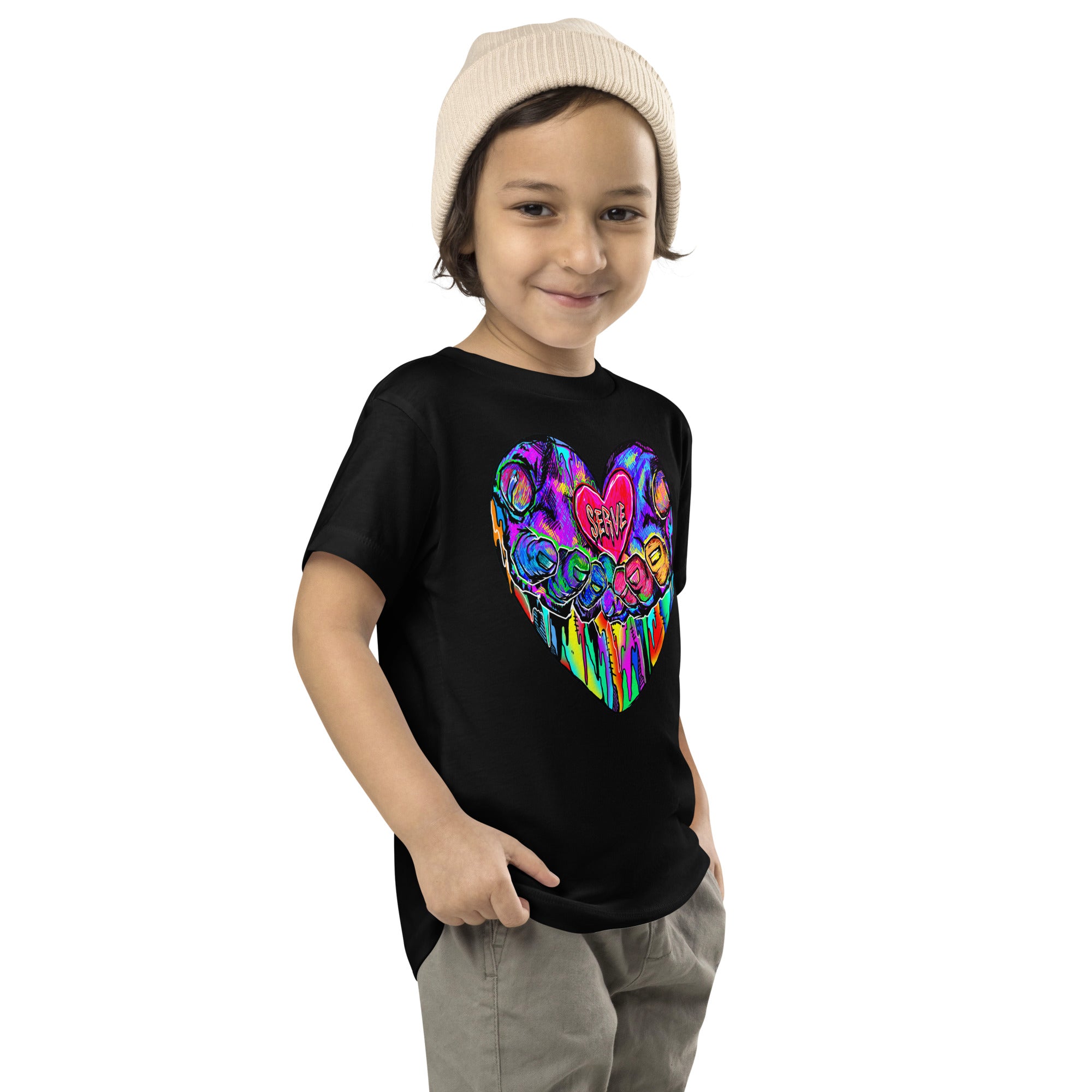 Graffiti Serve We Fight Monsters Toddler Short Sleeve Tee