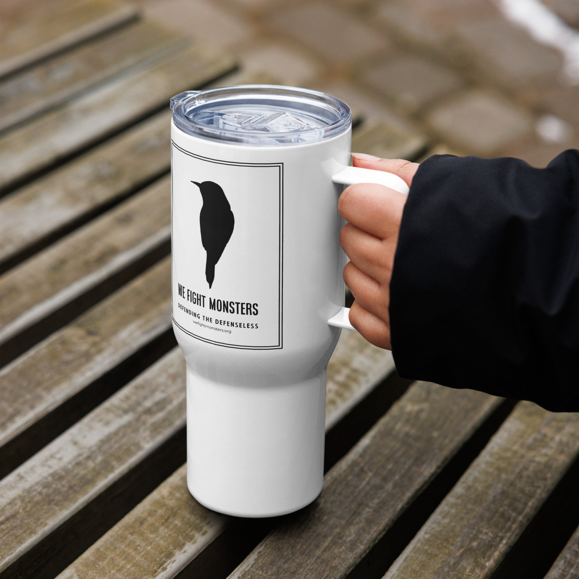 We Fight Monsters Travel Mug With Handle
