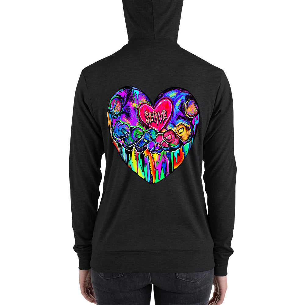 Graffiti Serve We Fight Monsters Zip Hoodie