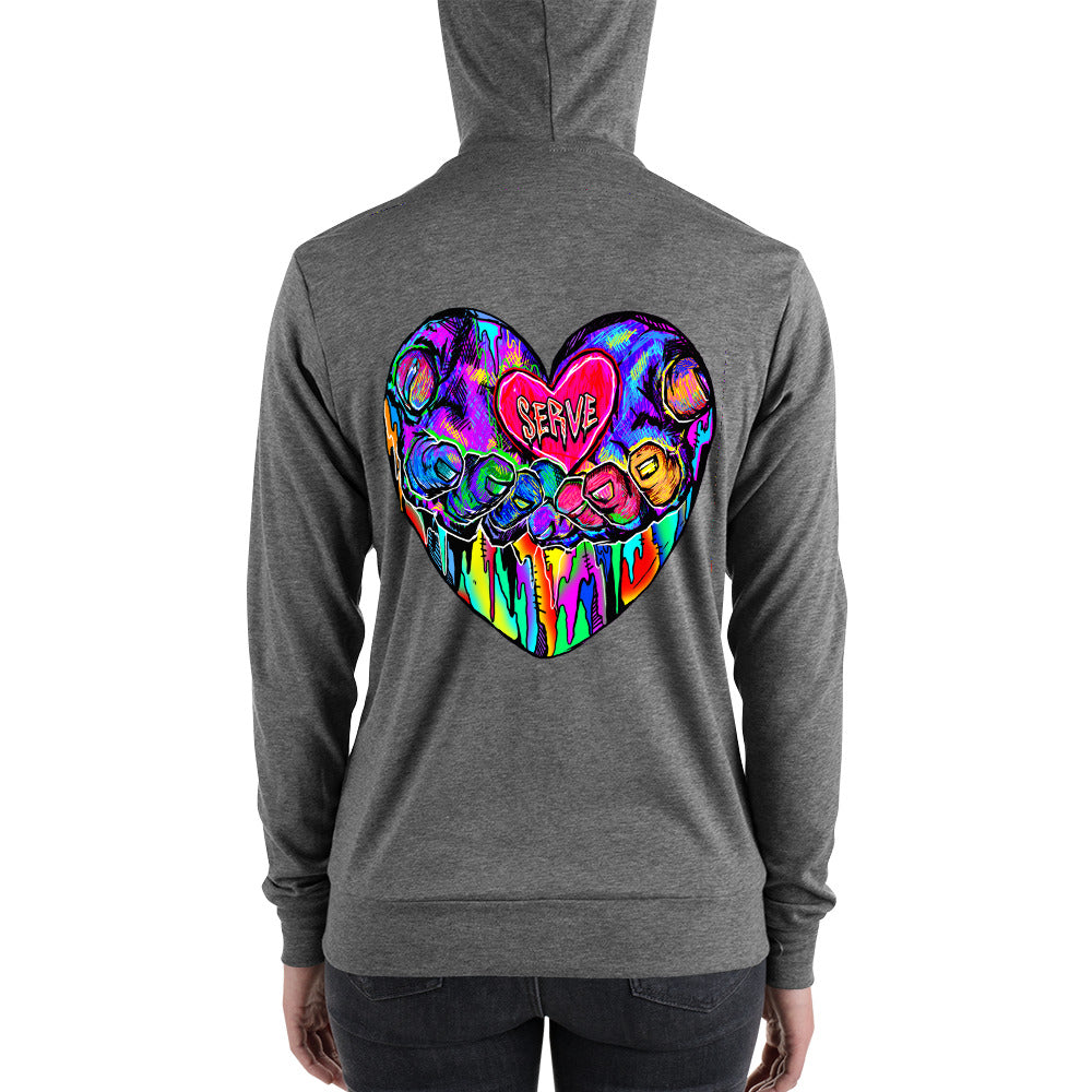 Graffiti Serve We Fight Monsters Zip Hoodie