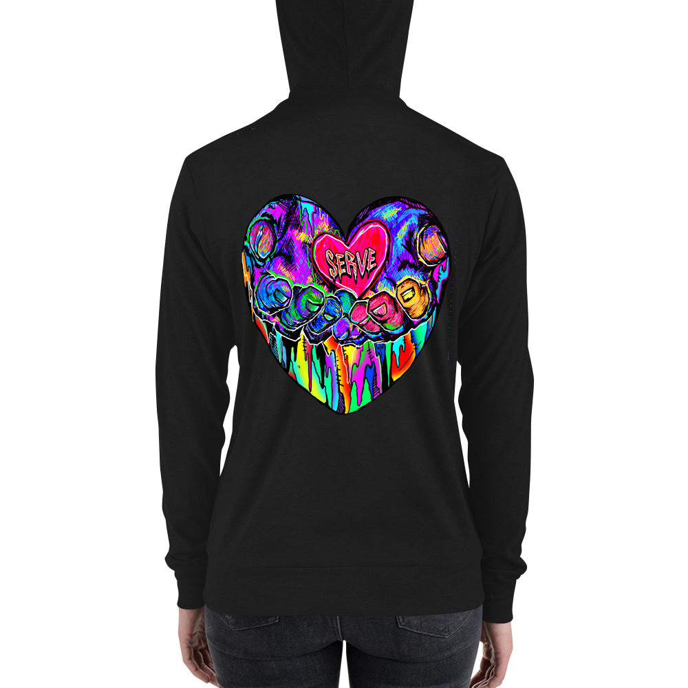 Graffiti Serve We Fight Monsters Zip Hoodie