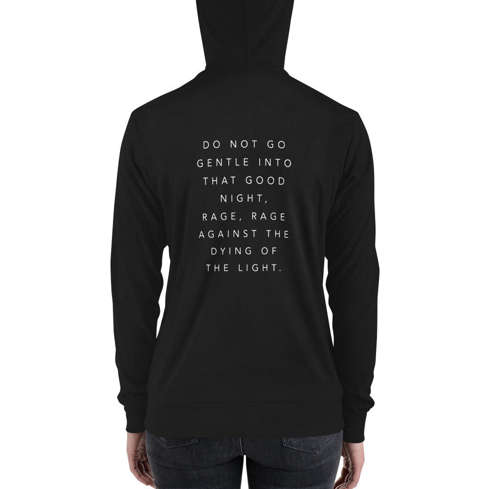 Dylan Thomas- Rage Against The Dying Of The Light Unisex Zip Hoodie