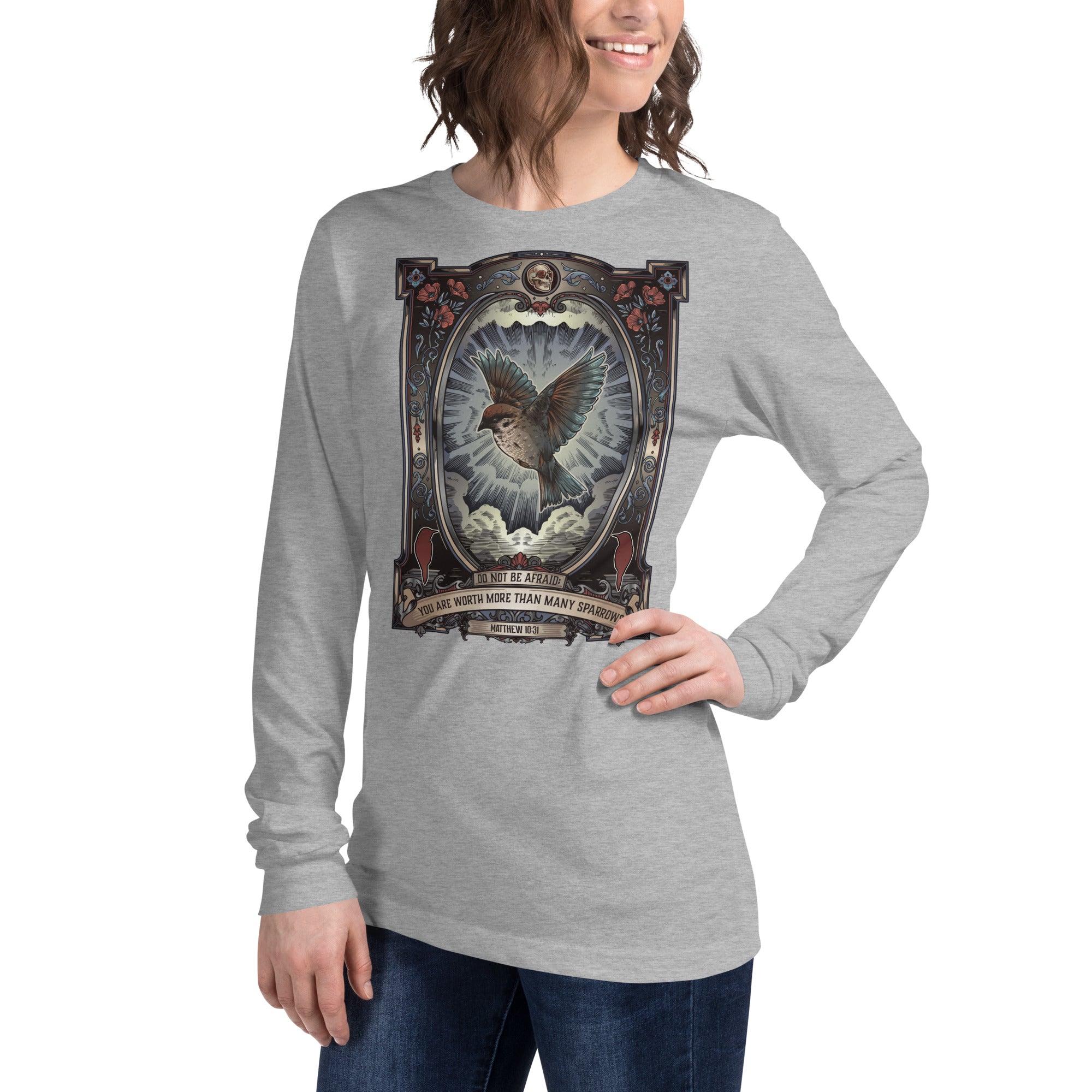 Worth More Than Many Sparrows Bible Verse - Vintage Long Sleeve Shirt