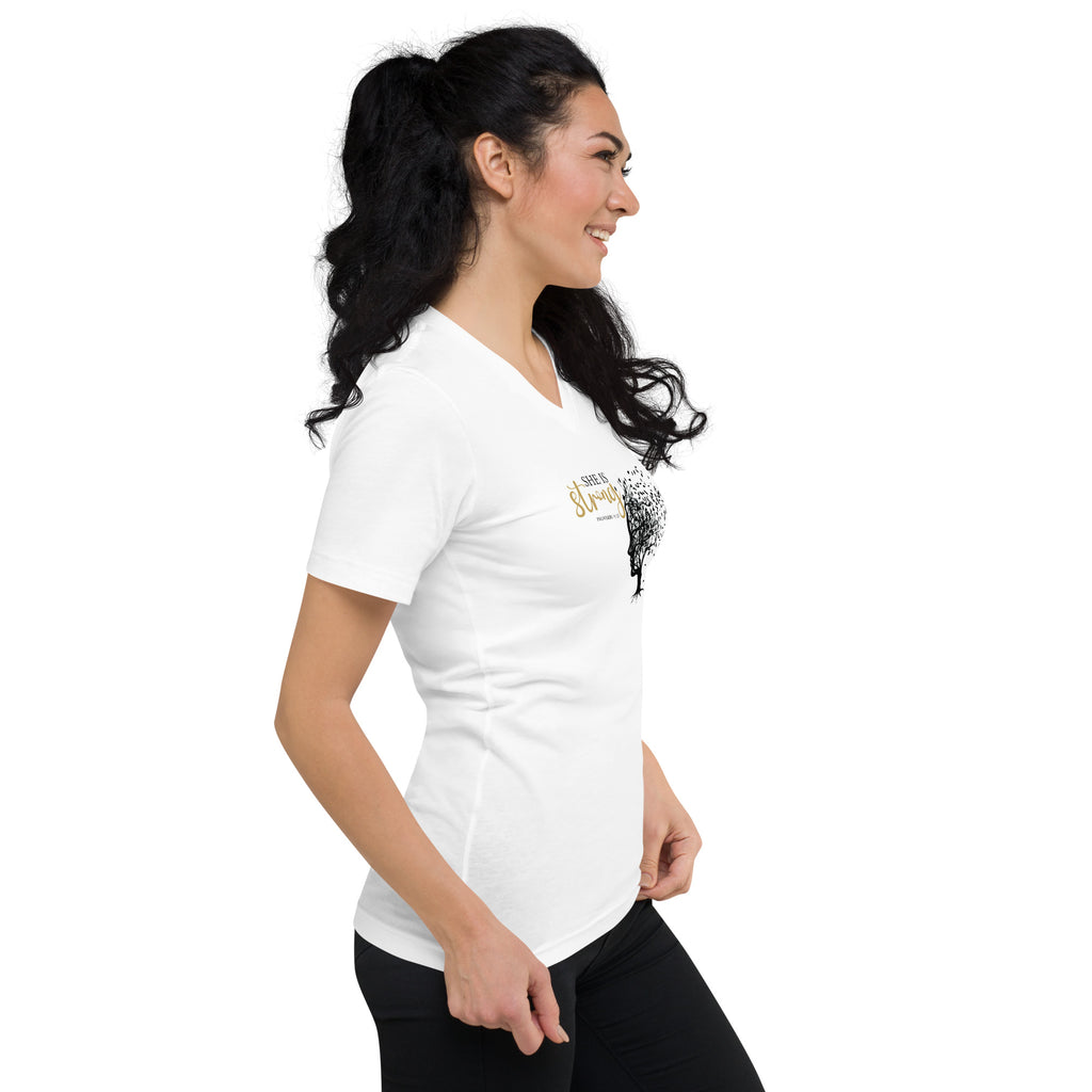 She Is Strong Unisex Short Sleeve V-Neck T-Shirt