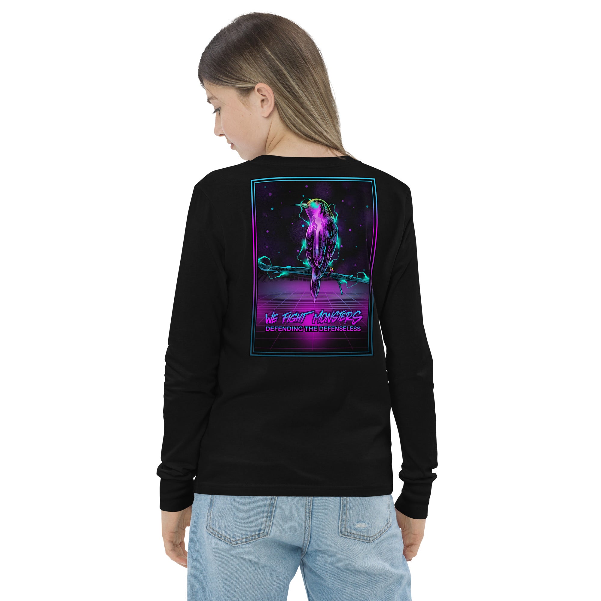 80s We Fight Monsters Youth Long Sleeve Tee