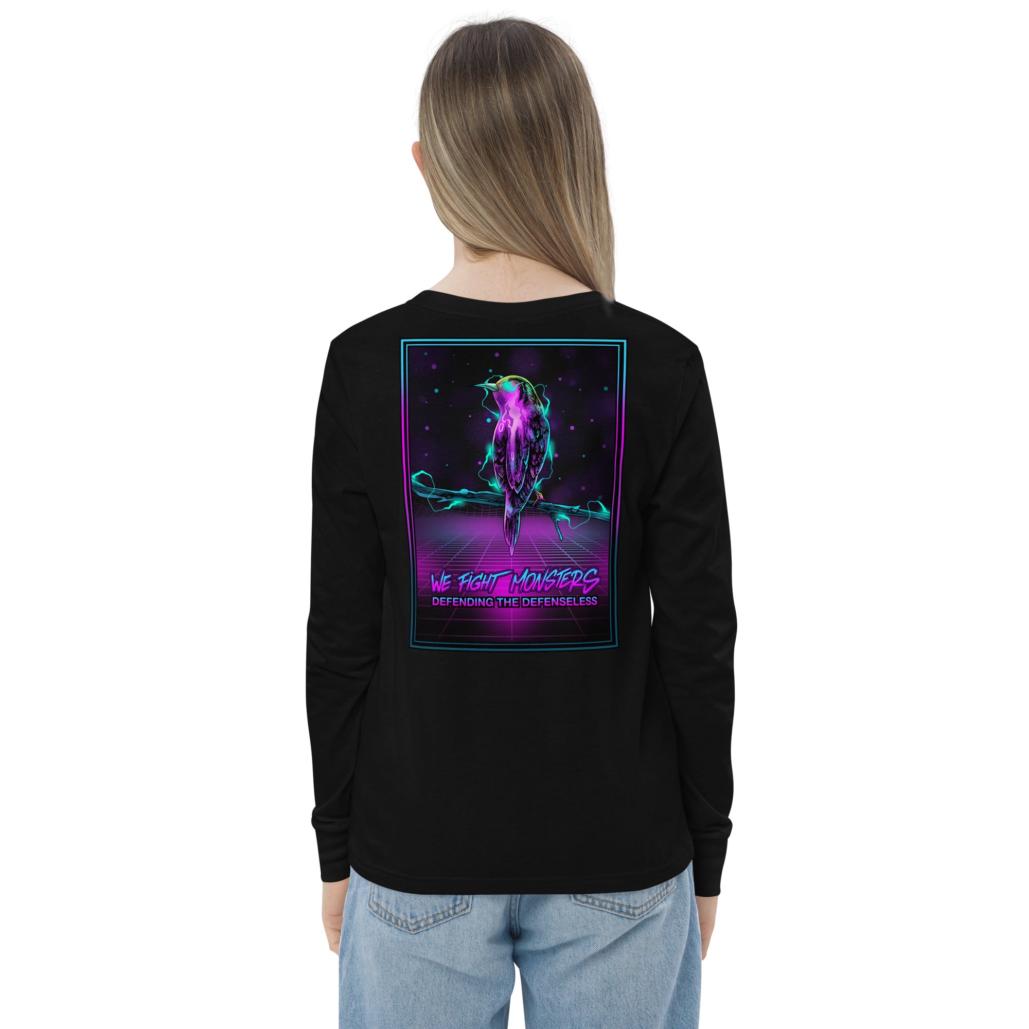 80s We Fight Monsters Youth Long Sleeve Tee