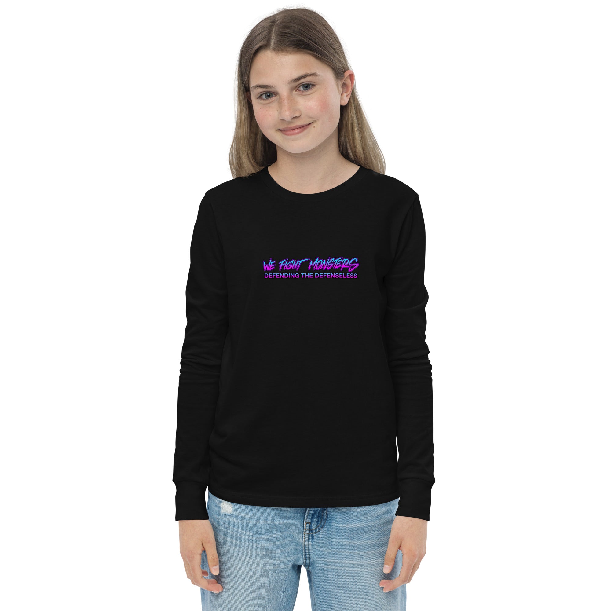 80s We Fight Monsters Youth Long Sleeve Tee