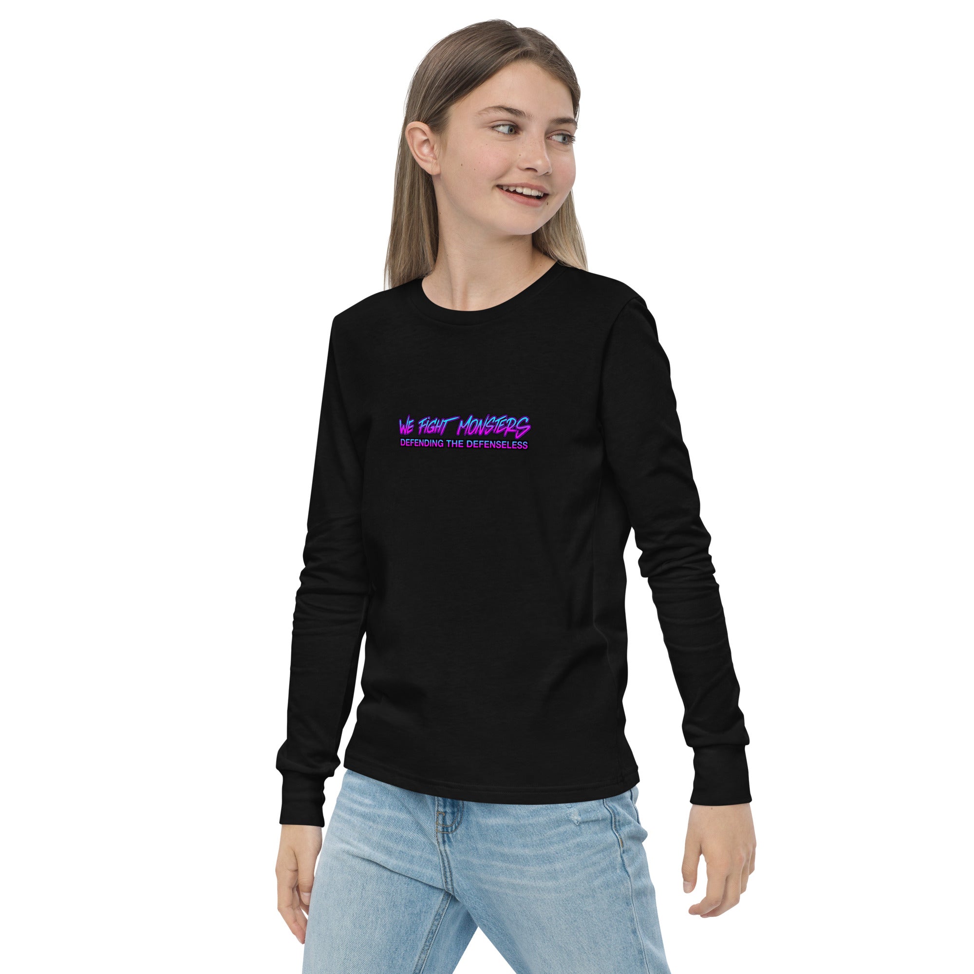 80s We Fight Monsters Youth Long Sleeve Tee