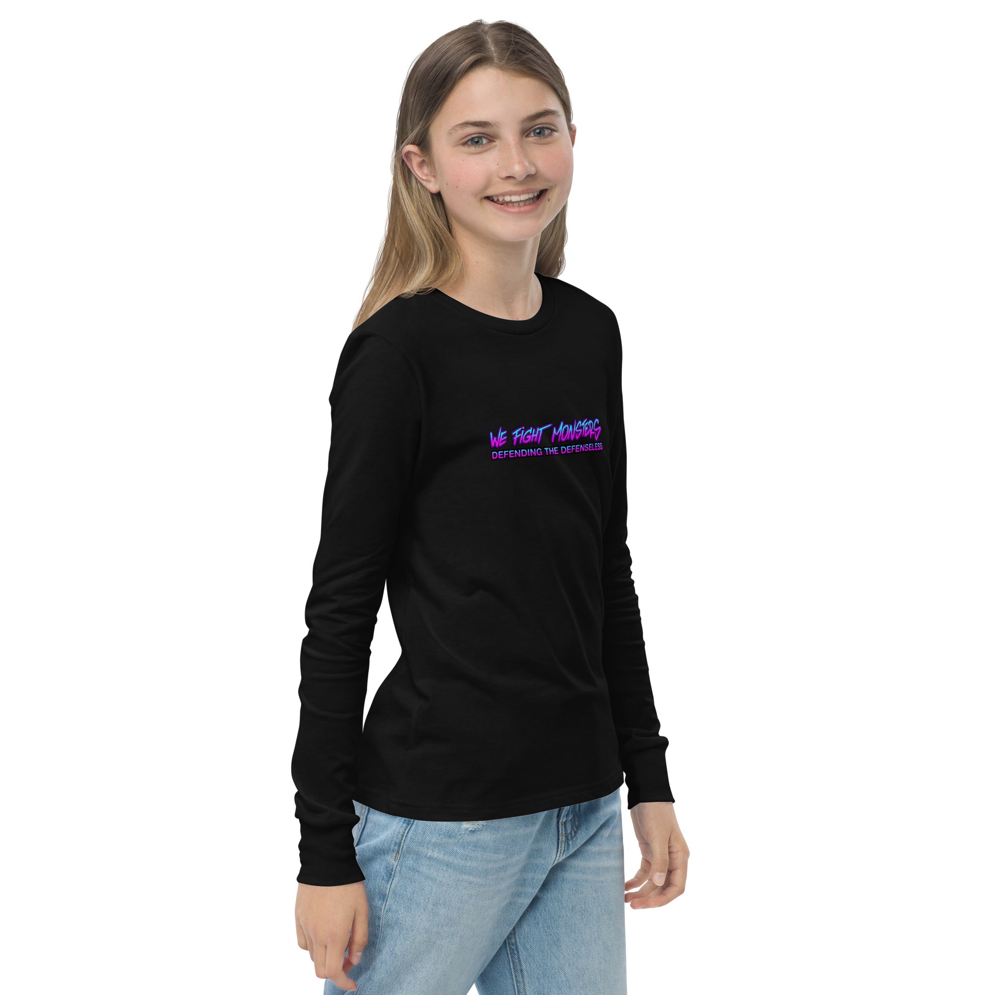 80s We Fight Monsters Youth Long Sleeve Tee