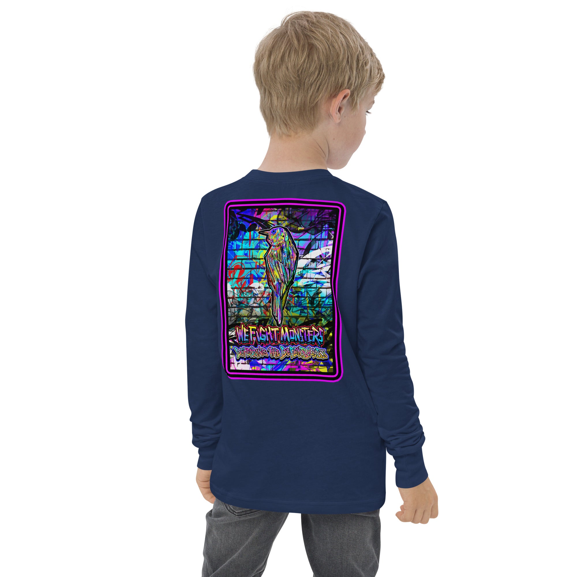 Graffiti Serve We Fight Monsters Youth Long Sleeve Tee